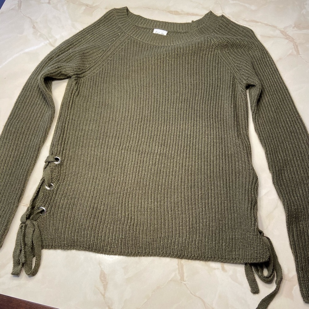Tie Side Green Sweater